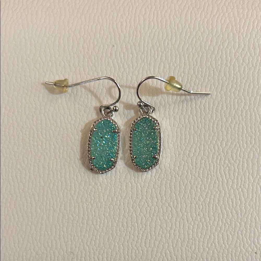 Kendra Scott Silver and Teal Drop Earrings